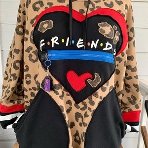 HANDMADE Upcycled Reworked FRIENDS Theme Sweatshirt Hoodie